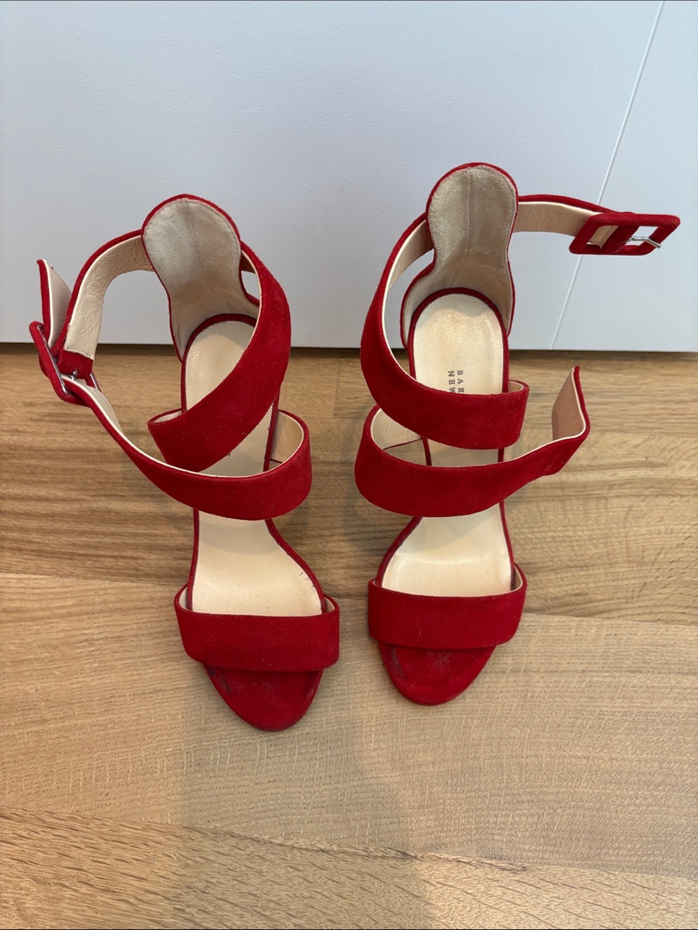 Barry’s New York Red Suede Strappy High Heel Sandals - Women